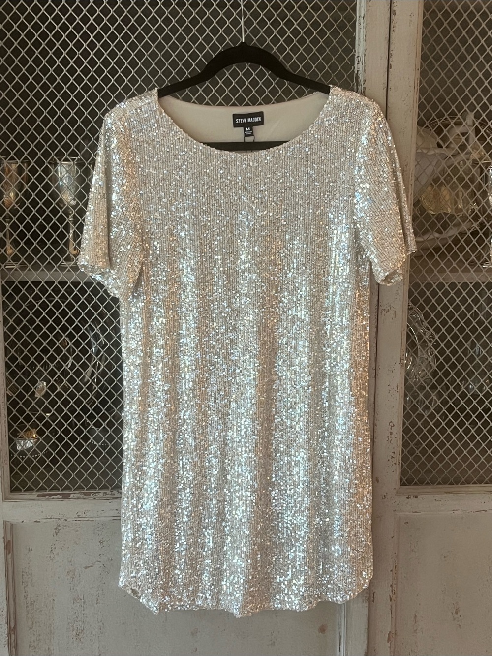 Steve Madden Silver Sequin Short Dress- sexy & comfortable